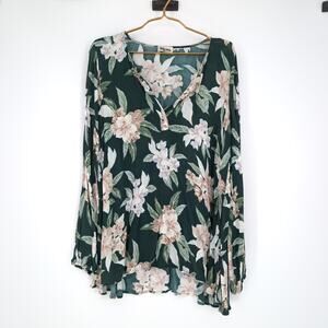 Show Me Your Mumu Green Floral Jamie Tunic Blouse Mini Dress Dress -Size S -GUC